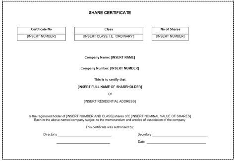 Editable Share Certificate Template Download 1 Printable Samples