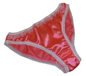 CORAL PINK Shiny SATIN Panties Low Rise BIKINI BRIEFS Ivory Lace Made In France EBay