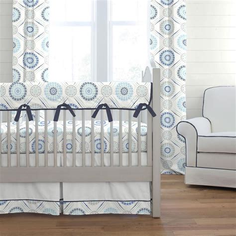 Match the style of your nursery decor and choose from among whimsical motifs, chic patterns and bright and bold prints for the perfect sheets for your nursery. Blue Modern Medallion Crib Bedding | Crib bedding boy ...