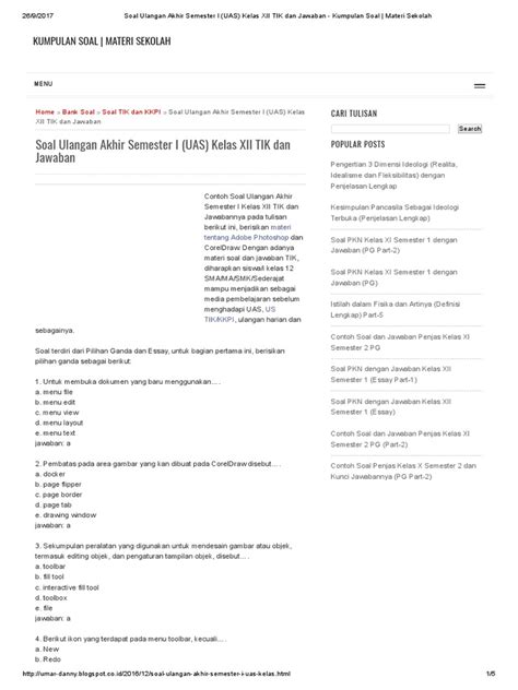 Contoh Soal Tik Kelas 9 Beserta Jawabannya - Berbagi Contoh Soal