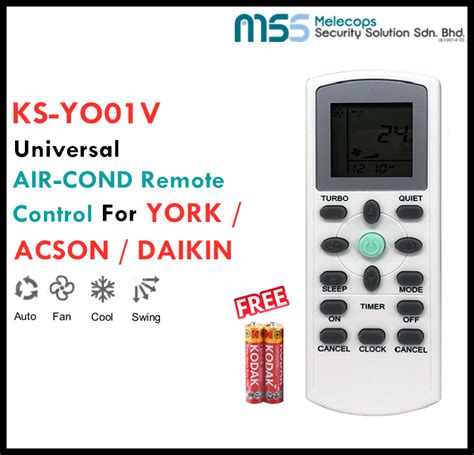 Systo Universal Aircond Remote Control For York Acson Daikin Ks Yo V