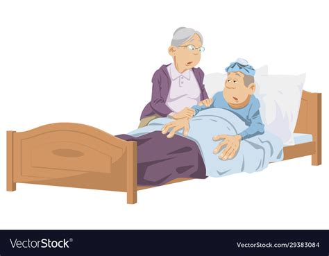 Elderly Woman Near Sick Man Funny People Vector Image