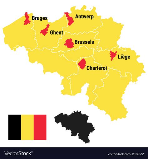 Belgium Infographic Map City Brussels Bruxelles Vector Image