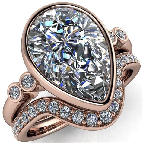 Amelie Pear Moissanite Full Bezel Engagement Ring | Bezel engagement ring, Engagement rings, Rings