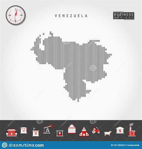 Vector Vertical Lines Map Of Venezuela Striped Silhouette Of Venezuela