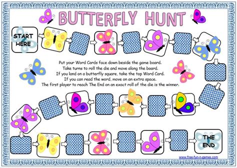 Rsbf Butterfly Hunt Printable Game Board For Sight Vocab Cards