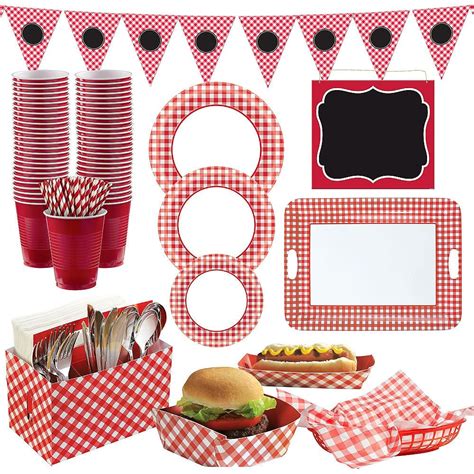 Gingham Bbq Party Kit Picnic Party Red Gingham Party Supplies Party