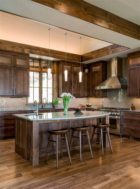 Rustic Wood Kitchen Deep Stained Cabinets