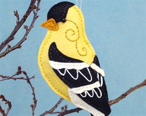 Goldfinch Sewing Pattern Pdf Backyard Bird Stuffed Ornament Felt