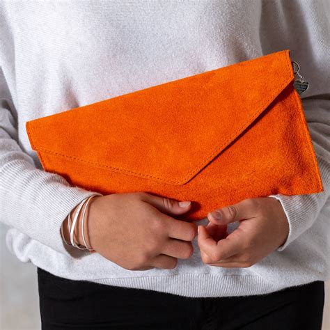 Personalised Suede Leather Envelope Clutch Bag By Penelopetom
