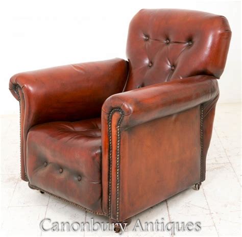 Lucas leather recliner club chair, brown brown. Art Deco Reclining Leather Club Chair Arm Chairs 1930