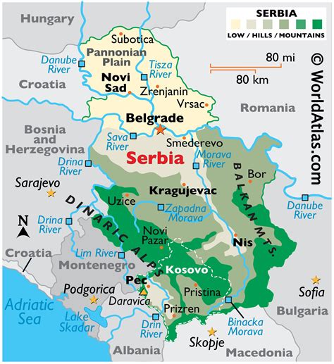 Serbia Large Color Map