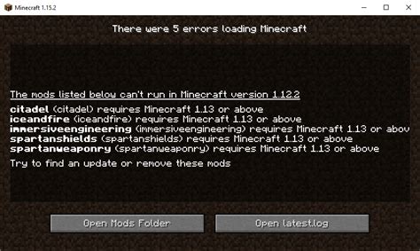 Java Minecraft 115 Mods Think Im Running 112 And Wont Run