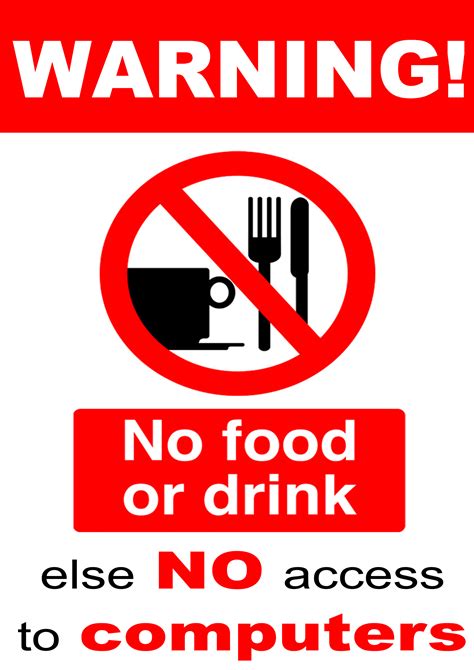 A no food or drink beyond this sign is a helpful tool to help protect the health and safety of personnel, and is not a replacement for required protective measures for lessening or removing hazards. No Food Or Drink Sign | Courseimage - Cliparts.co