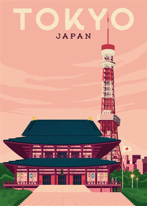 Tokyo Travel Poster Poster By Olahoop Travel Posters Displate