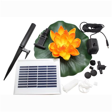 Asc Solar Powered Water Floating Lotus Fountain With Water Pump Three