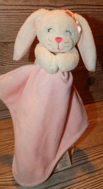 Carters Bunny Rabbit Baby Blanket Pink White Rattle Stripe Ears