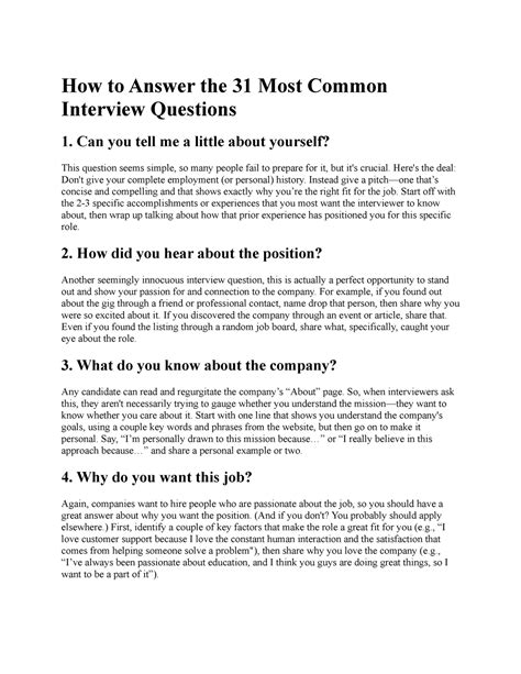 What Are Some Common Interview Questions And Answers