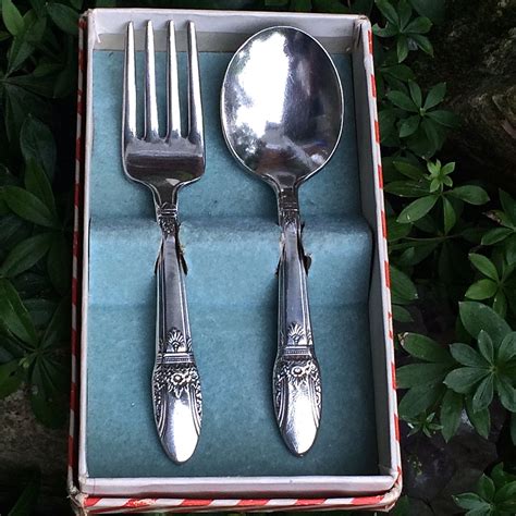 Babys First Silverware Vintage T Set Fork And Spoon Etsy