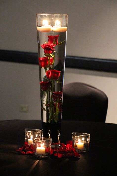 Submerged Red Roses Cheap Wedding Table Centerpieces Wedding