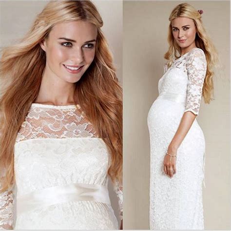 Newest Style Vintage Lace Pregnant Wedding Dresses Floor Length Half