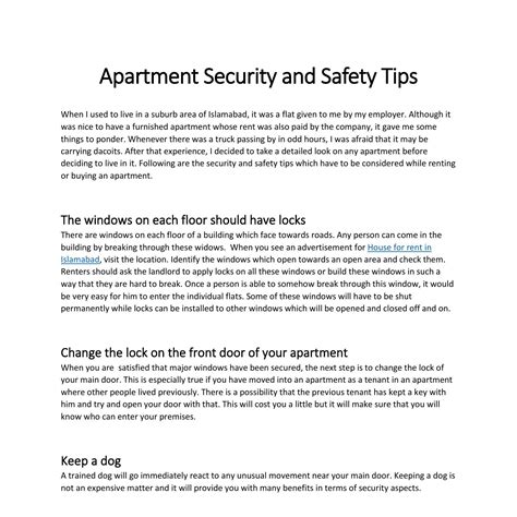 Apartment Security And Safety Tipspdf Docdroid