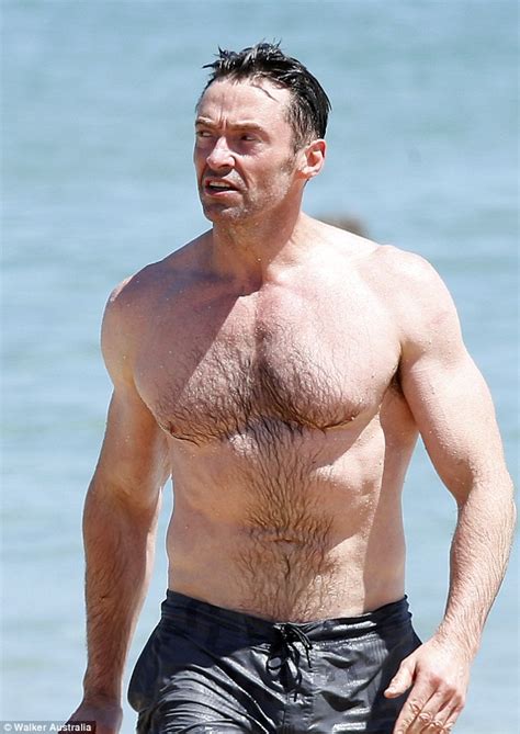 Shirtless Hugh Jackman Shows Off His Muscles At Bondi Beach Daily Mail Online