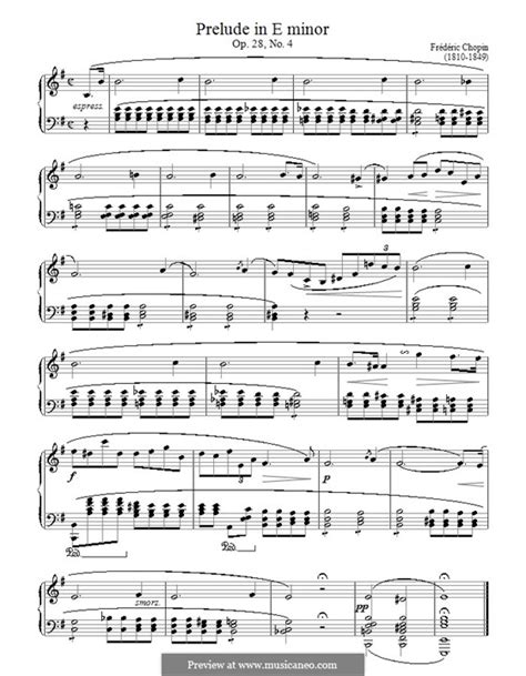 By chopin's request, this piece was played at his own funeral, along with mozart's requiem. No.4 in E Minor (Preludes, Op.28) by F. Chopin - free ...
