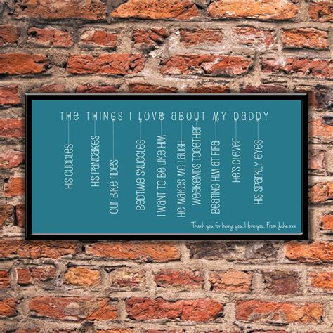 The Things I Love About My Daddy Print By Name Art