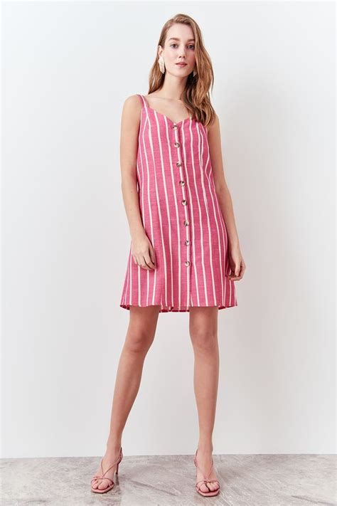 Pink Striped Dress Free Shipping Worldwide