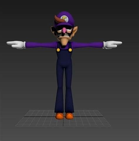 D Model Waluigi Character From Mario Bros Vr Ar Low Poly Cgtrader