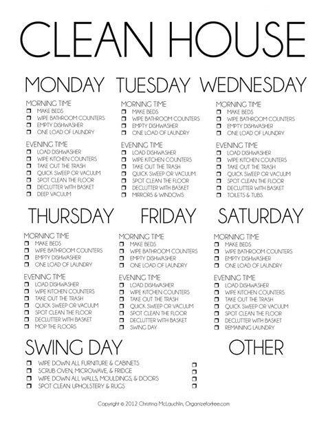 House Cleaning Schedule Printable Scheduled Chore Schedules Cleaned