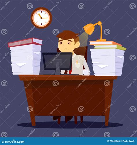 Overworked Man Exhausted Businessman Stock Vector Illustration Of