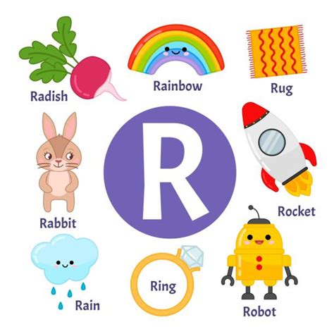 Letter R With Cartoon Rabbit Illustrations Royalty Free Vector