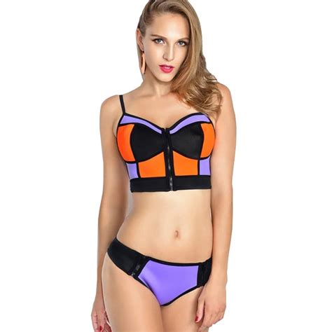 2017 New Hot Women Swimwear Woman Sexy Neoprene Bikini Set Neoprene Swimsuit Push Up Maillot De