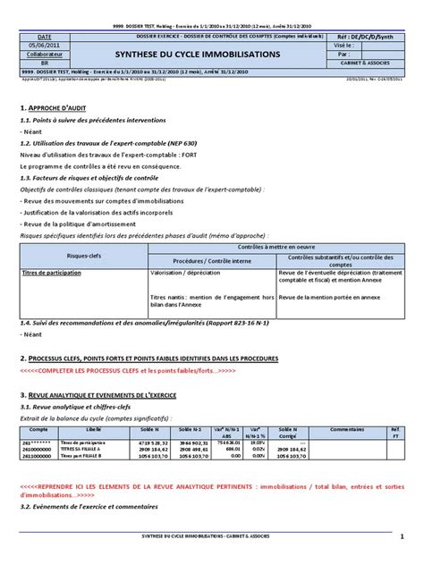 Exemple de Mémo de Synthese Cycle - Cycle Immobilisations ...