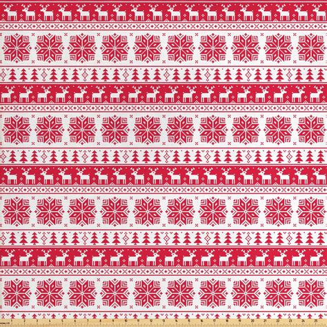 Nordic Fabric By The Yard Christmas Pattern With Nature Inspirations