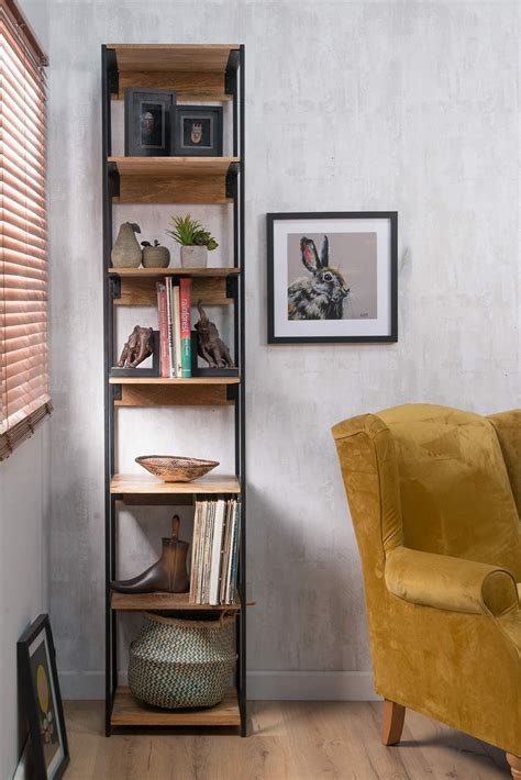 Imari Industrial Mango Slim Modular Bookcase Bookcase Slim Bookcase