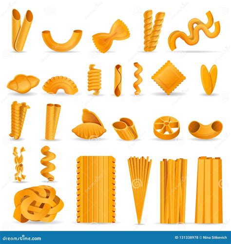 Pasta Icon Set Cartoon Style Stock Vector Illustration Of Italian