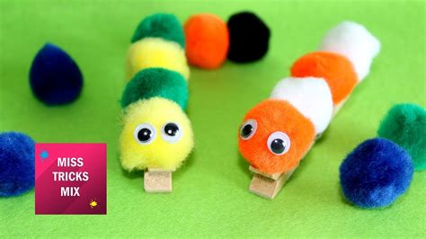 Diy How To Make Pom Pom Caterpillar Easy Crafts Youtube