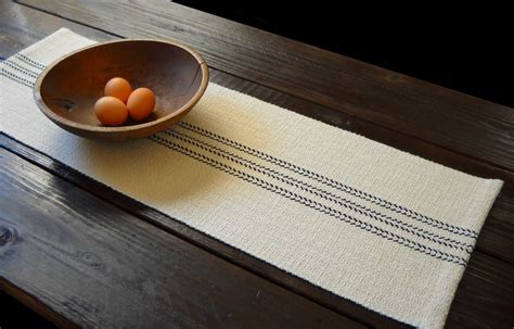 9 practical coffee table alternatives. Short Handwoven Table Runner Cream with Black Stripes ...