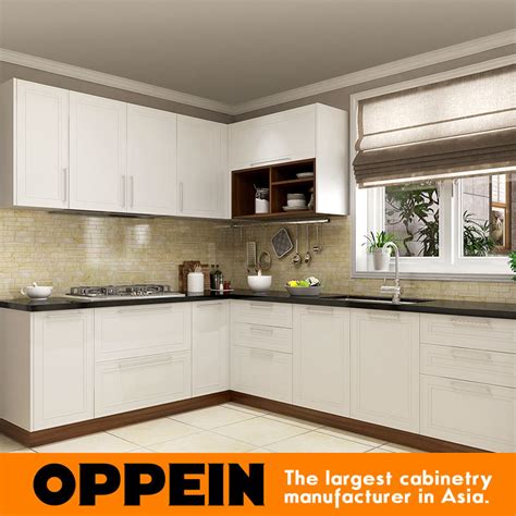 Oppein Modern Design Lacquer Wood Modular L Shaped Kitchen Cabinets
