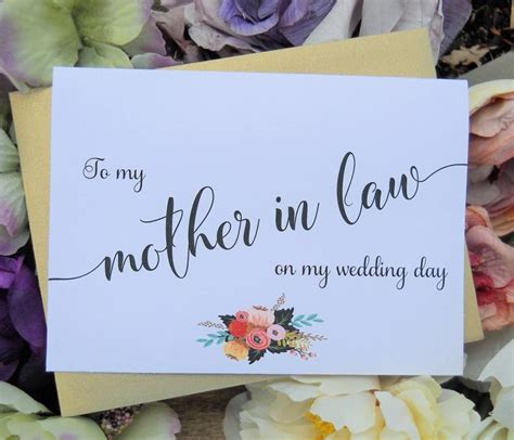 To My Mother In Law Card Wedding Party Cards Mother In Law Thank You Mother In Law T