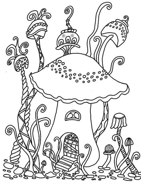 Mushroom house free coloring sheet. Pin on A gnome/fairy/mushroom/houses coloring page