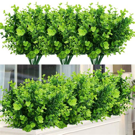 Temchy Artificial Plants Flowers Faux Boxwood Shrubs 6 Pack