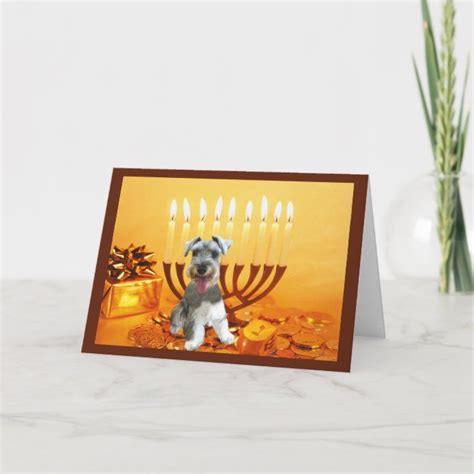 Miniature Schnauzer Chanukah Card Menorah Zazzle Menorah Hanukkah