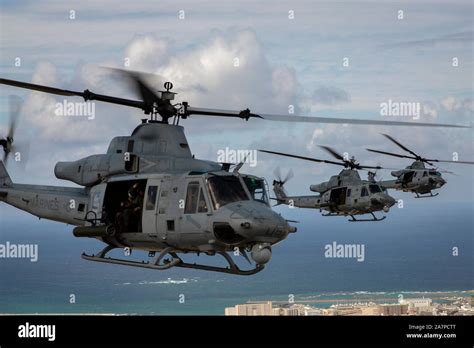 Us Marine Corps Uh 1y Huey Helicopters With Marine Light Attack