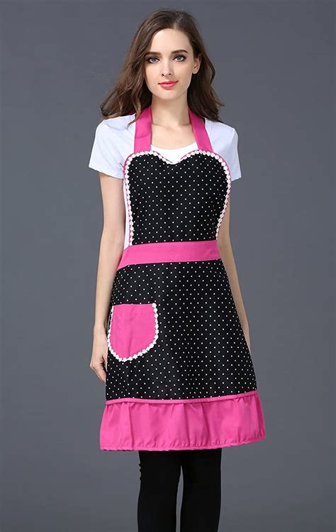Cute Lovely Black Lace Aprons With Pocket For Women Girls Vintage Aprons Kitchen Cooking Apron