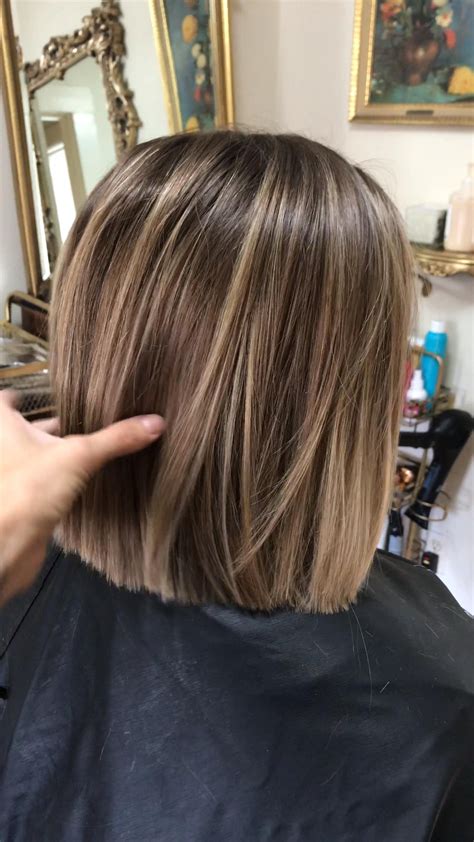 Short Bob Haircut With Soft Blended Ash Blonde Balayage Platinum Blonde