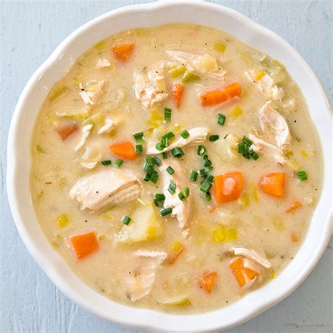 A homemade version of cream of chicken soup, light years away from the canned stuff! Hearty Cream of Chicken Soup | Cook's Country